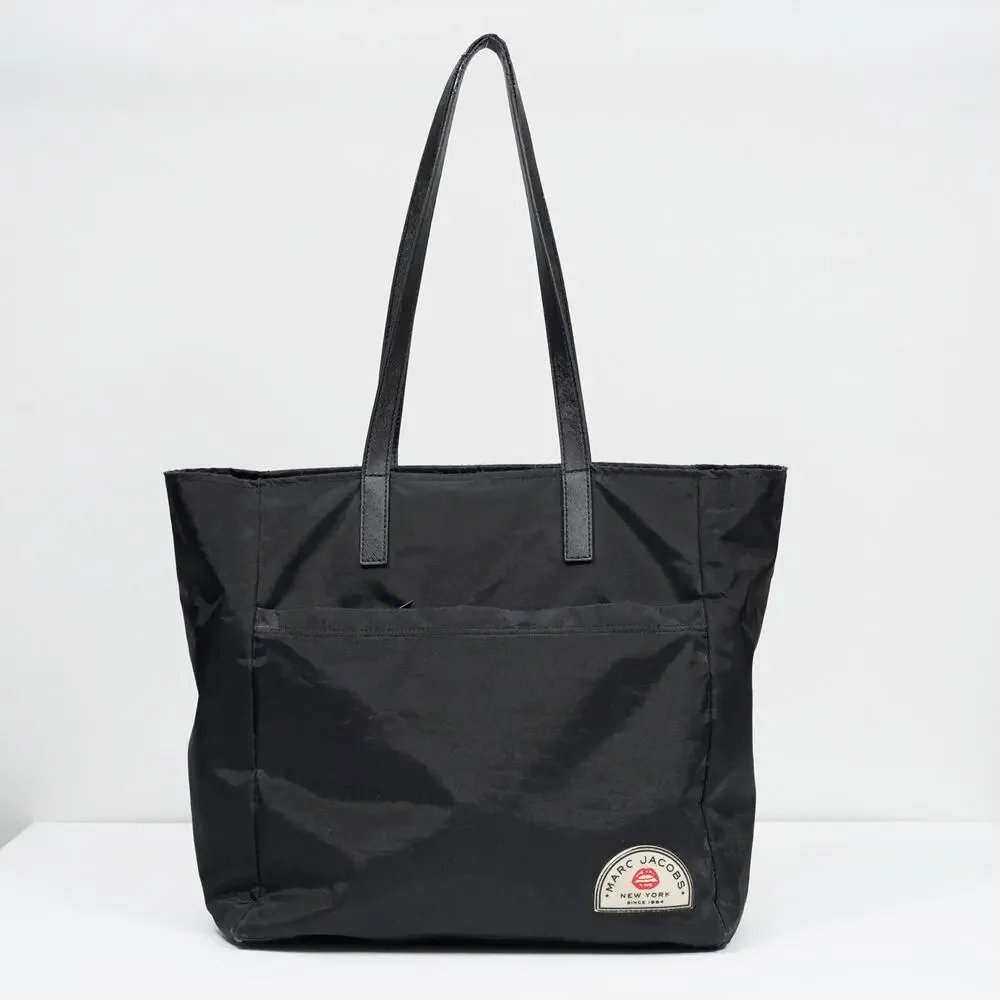 Marc Jacobs Collegiate Nylon Tote Bag Black Large Shoulder Bag Fair Condition